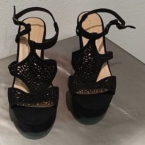 Bamboo Black Wedges